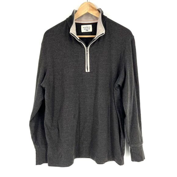 The Normal Brand Sweater Size Large Mens Gray 1/4 Zip Pullover Mock Neck Stretch - Picture 1 of 8